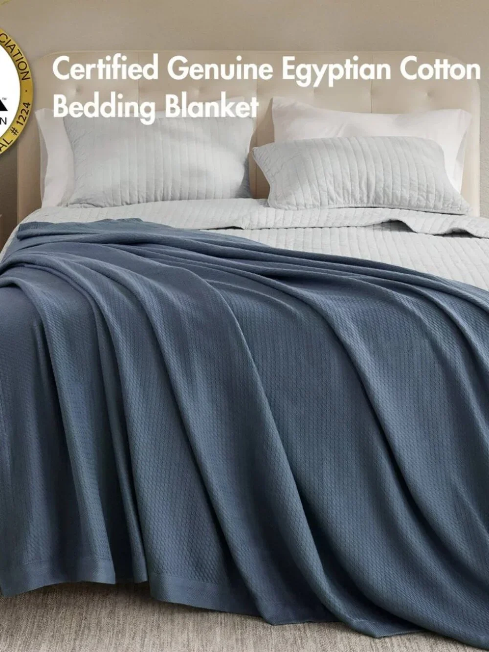 Madison Park Egyptian Cotton King Blanket Blue (MP51N-6430)